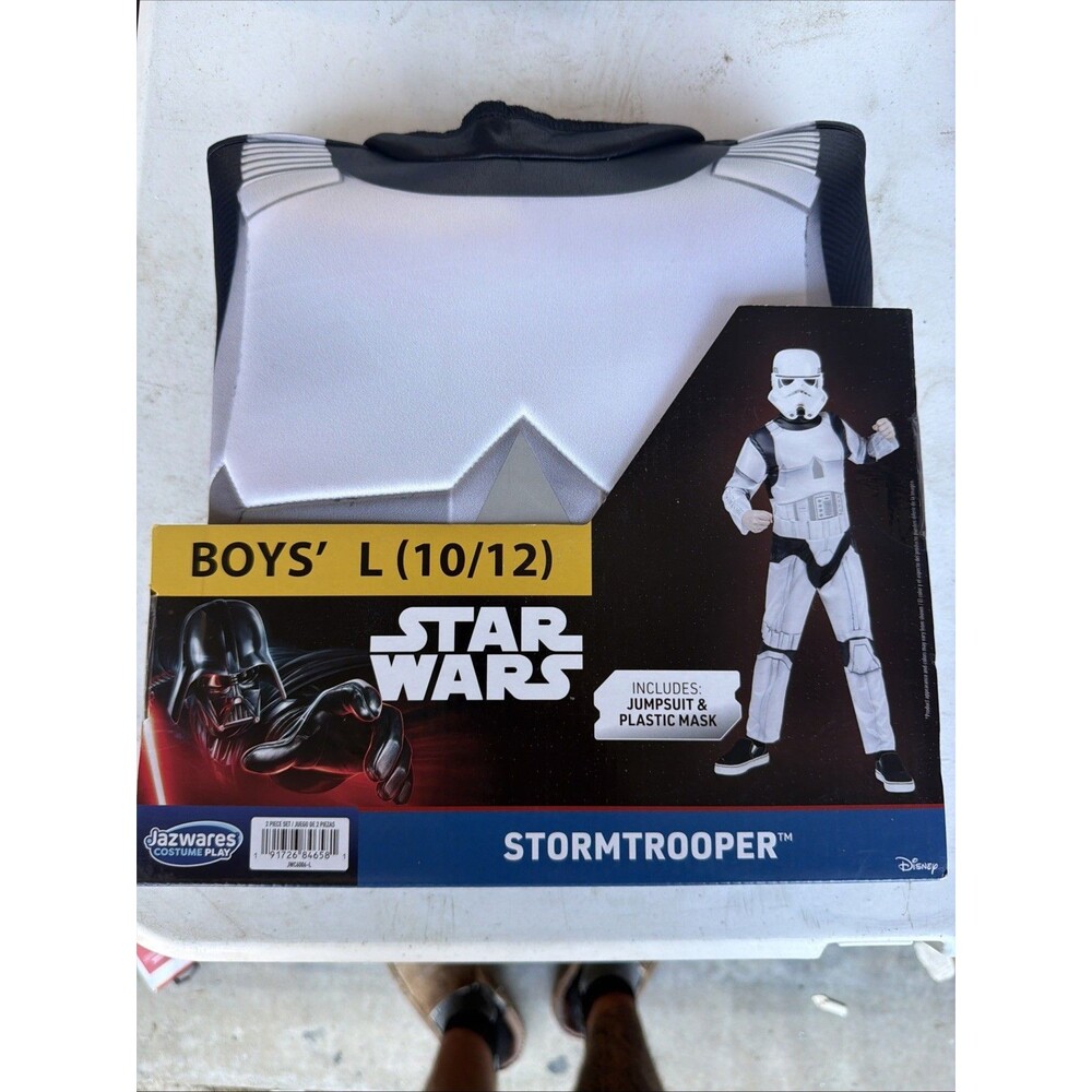 Star Wars Stormtrooper Costume Boys L 10/12 Jazwares Jumpsuit Mask Halloween